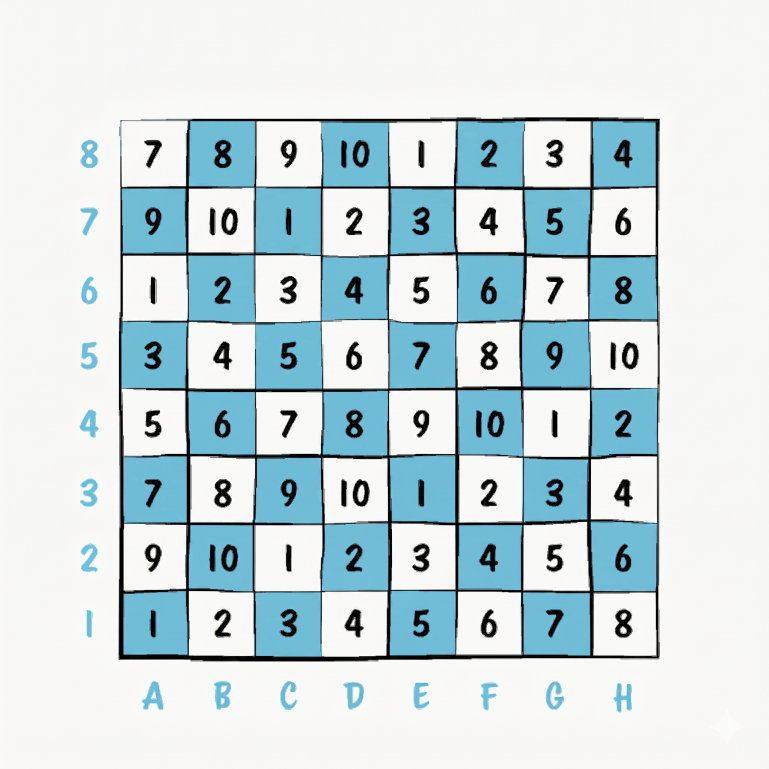ChessMath Coordinate Plane Numbered coordinate grid laid out as a chessboard.